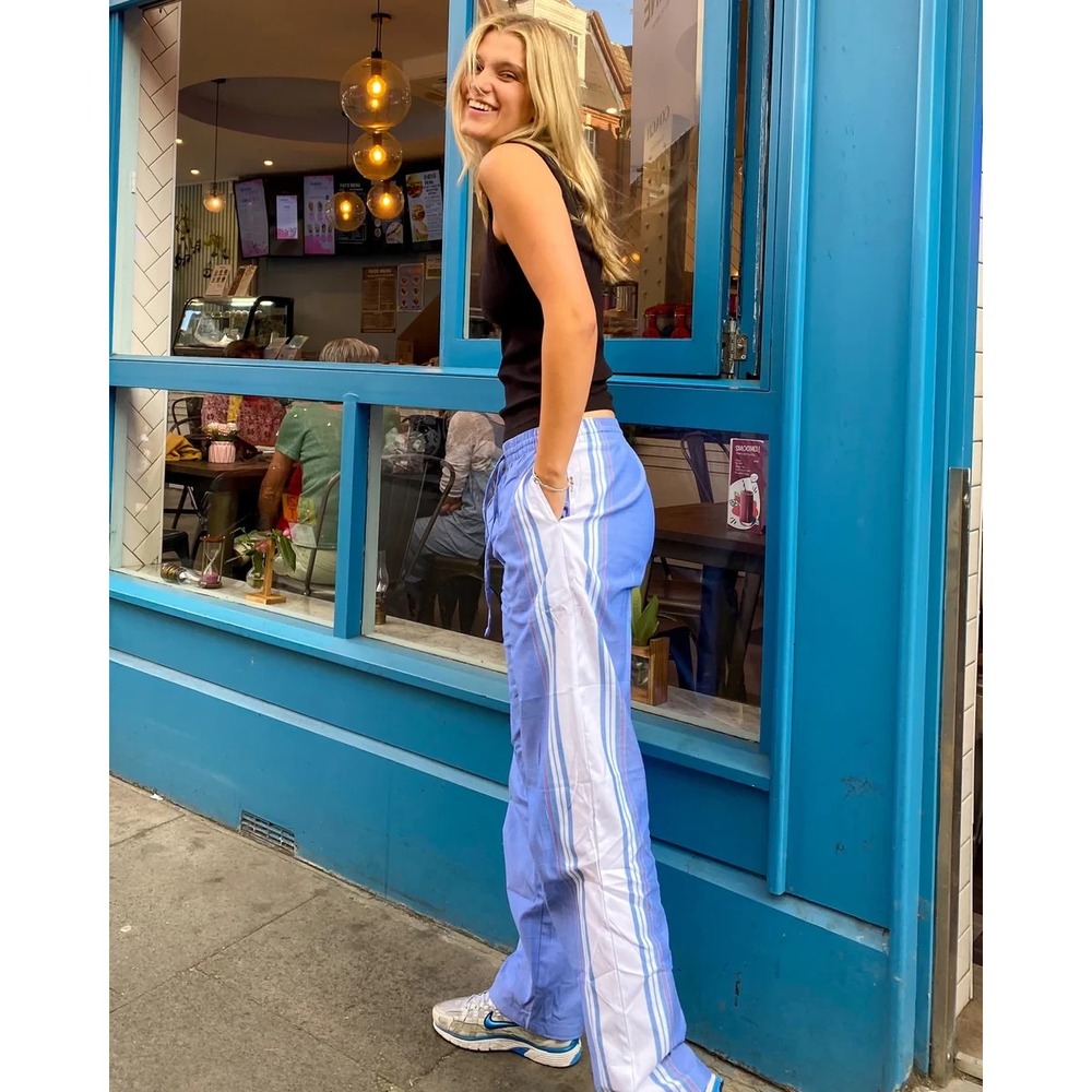 Tom's Trunks Classic Lounge Pants UK S (US 2-4) Blue White Striped Cotton Beachy
